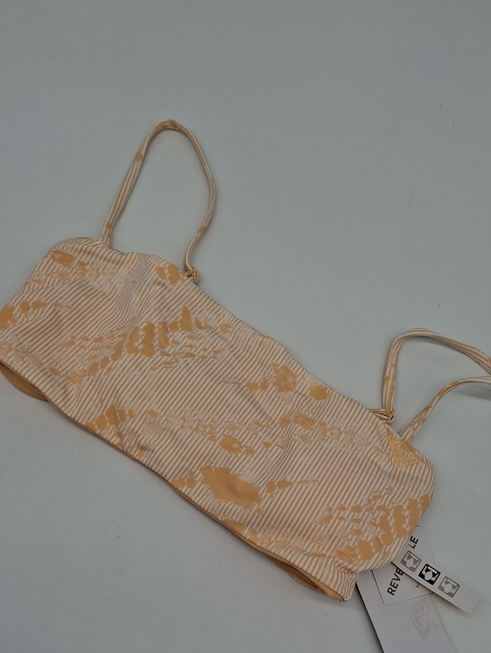 Roxy Sea & Waves Reversible Bandeau Bikini Top Apricot Ice Tie Dye XS